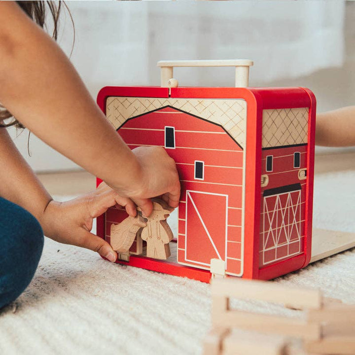 Wonder & Wise wooden farm toy playset  Take with Me Farm for toddlers, great kids gift idea