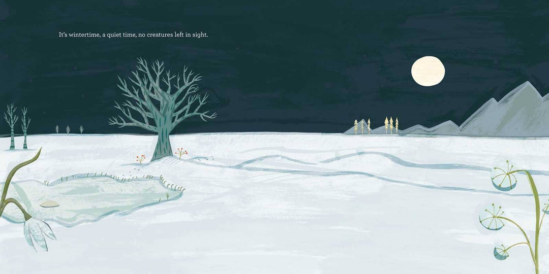 Rhythmic text spread from Snuggle Down Deep seasonal picture book Little Bee Books