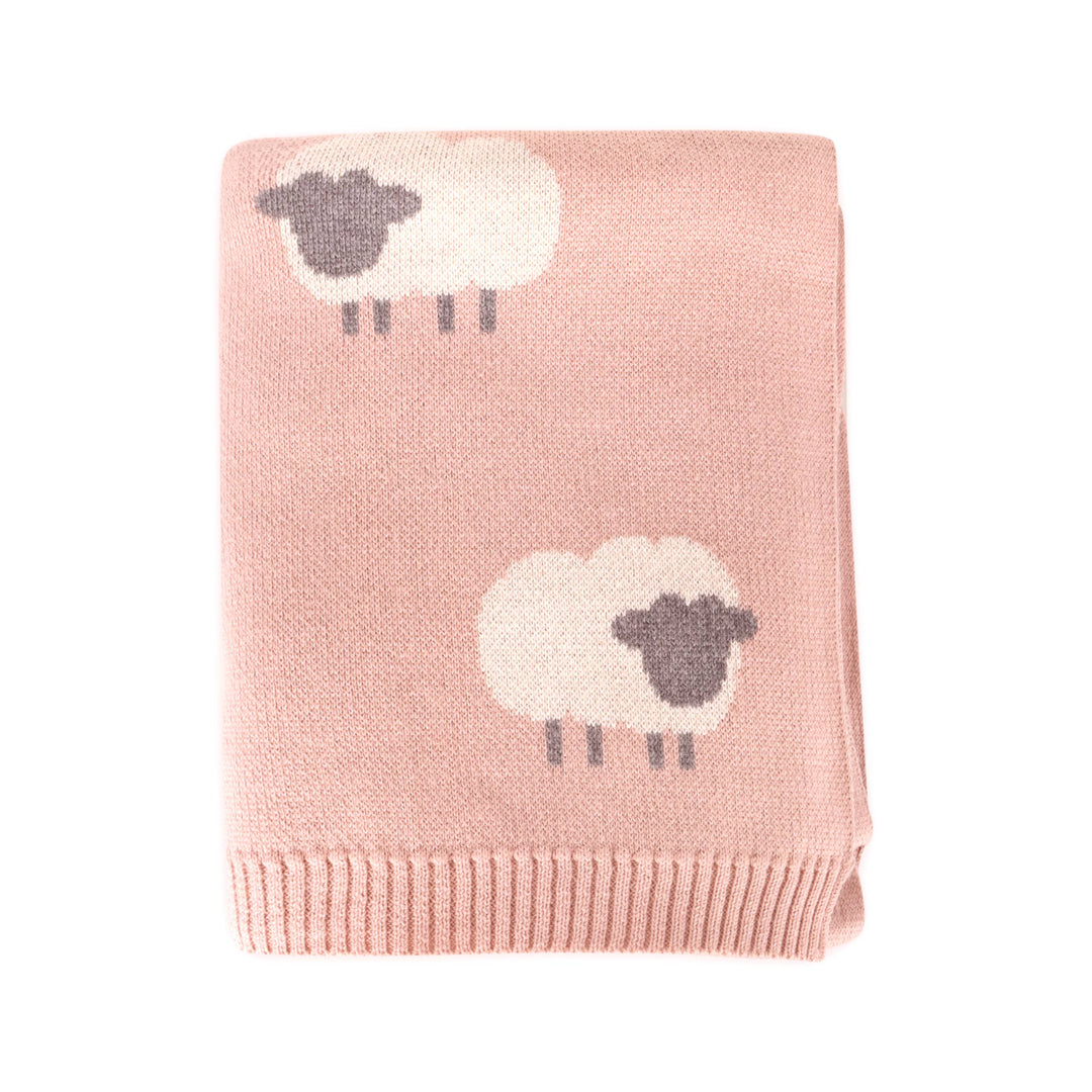 Premium baby blankets by Viverano Organics, Woolly Lamb 3D Organic Cotton Jacquard Knit Baby Blanket cozy and warm