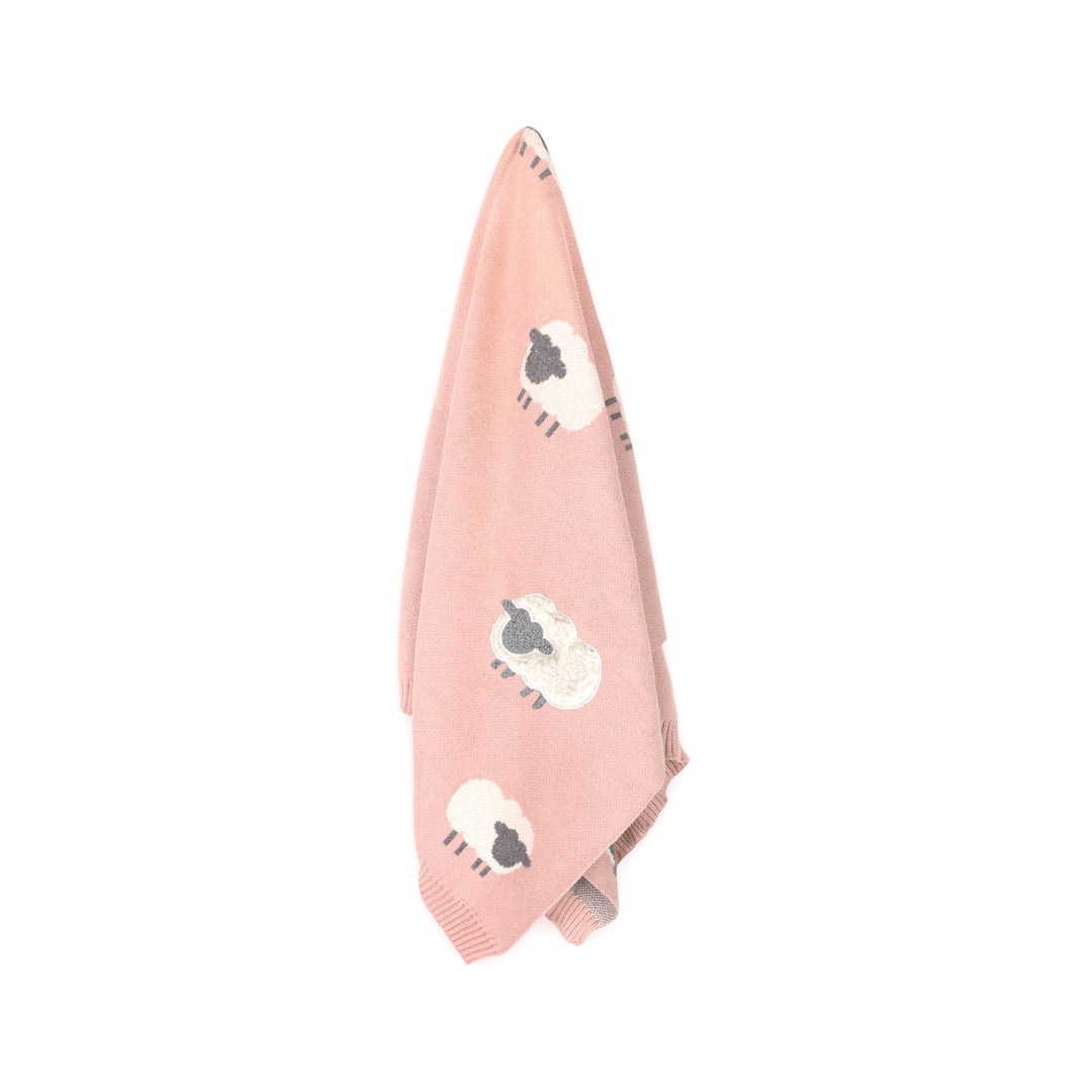 Organic baby blankets by Viverano Organics, Woolly Lamb 3D Jacquard Knit Baby Blanket featuring adorable lamb detail