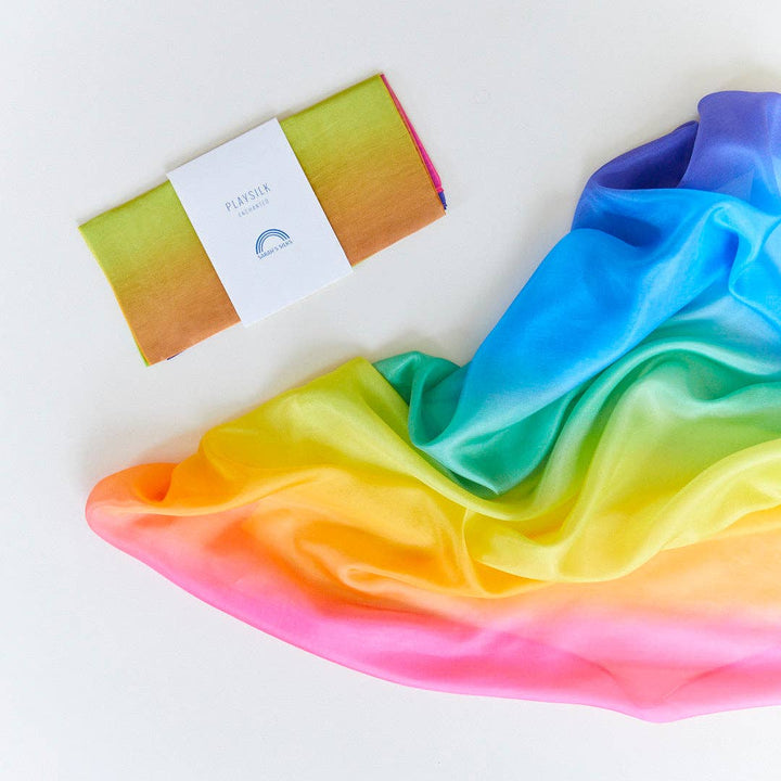 Sarah’s Silks Enchanted Playsilks rainbow silk play scarf