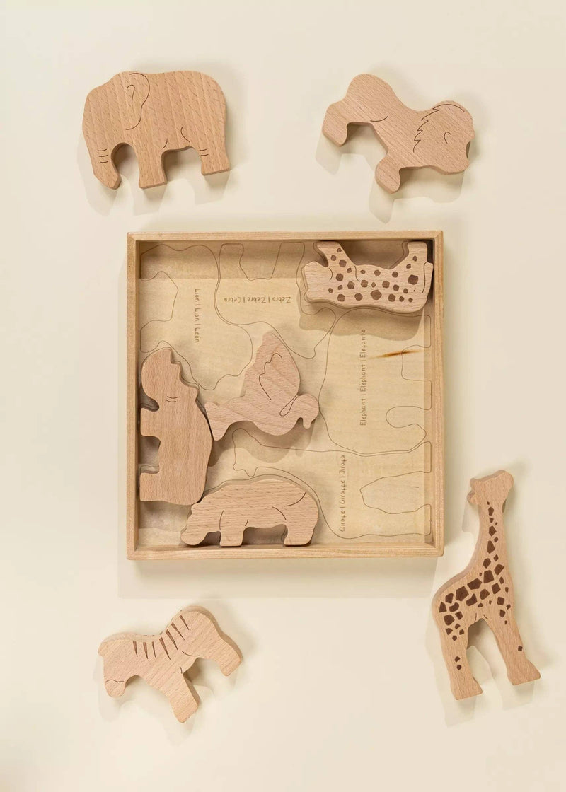 Challenge young minds using the Coco Village Wooden Balance Puzzle Savannah in Multicolor, a thoughtful Montessori toy.