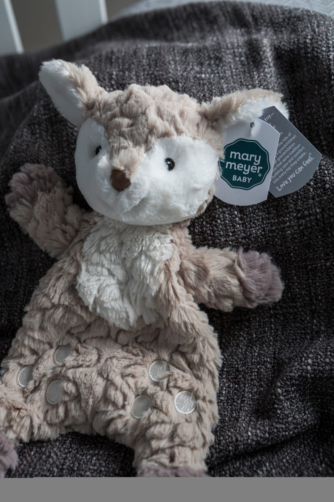 Delightful plushies of Mary Meyer Putty Nursery Fawn Lovey designed to comfort and soothe babies.
