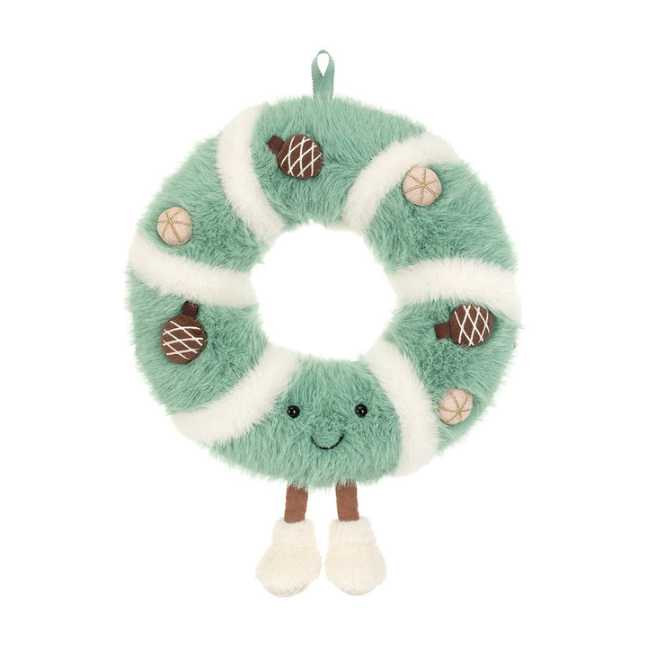 Holiday Christmas wreath plush: Jellycat Amuseables Pinecone Wreath, a Jellycat Christmas favorite