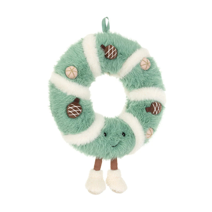Jellycat Amuseables Pinecone Wreath, a soft Christmas wreath plush from the Jellycat winter collection