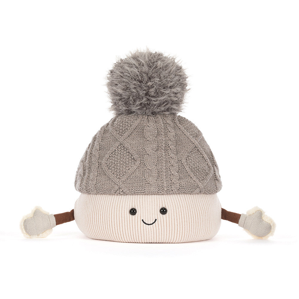 Jellycat Amuseables Pomilly plush stands tall, a festive pompom hat Christmas stuffed toy