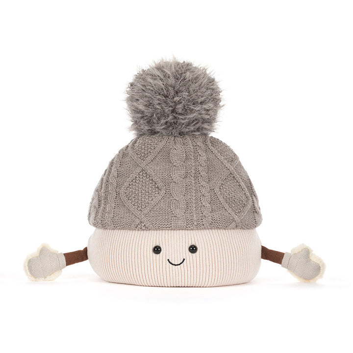 Jellycat Amuseables Pomilly plush stands tall, a festive pompom hat Christmas stuffed toy