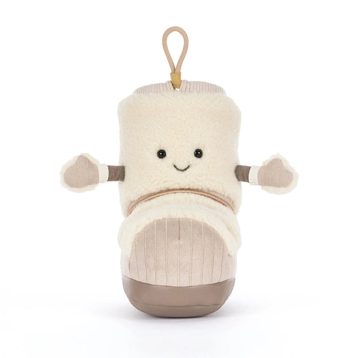Jellycat Amuseables Perta Snow Boot plush stands upright, a whimsical winter stuffed animal gift
