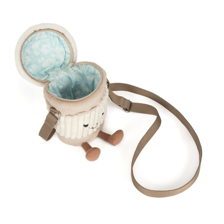 Amuseables Perkle Coffee Shoulder Bag by Jellycat, a fun coffee-themed plush bag and Jellycat gift