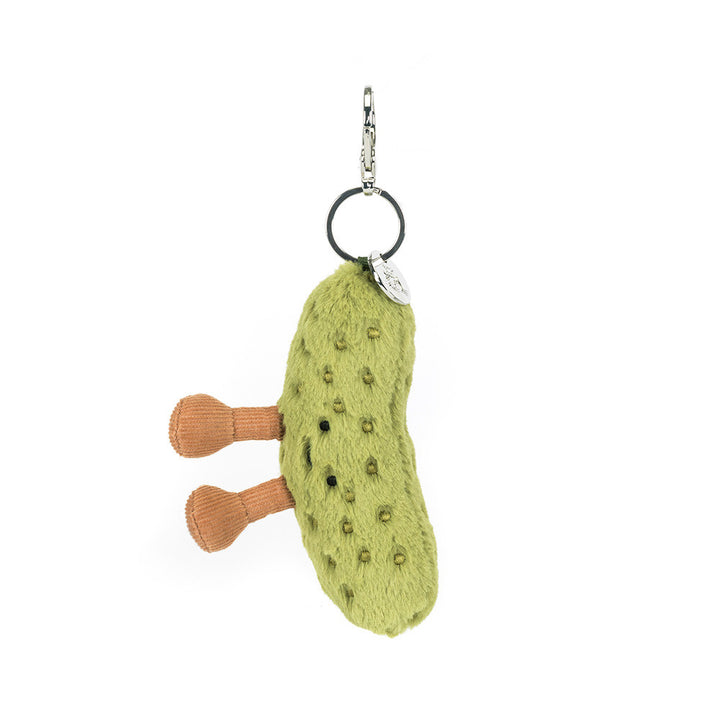 Jellycat Amuseables Pickle Bag Charm plush pickle keychain soft green food plush accessory clip for backpack purse diaper bag whimsical Jellycat collectible
