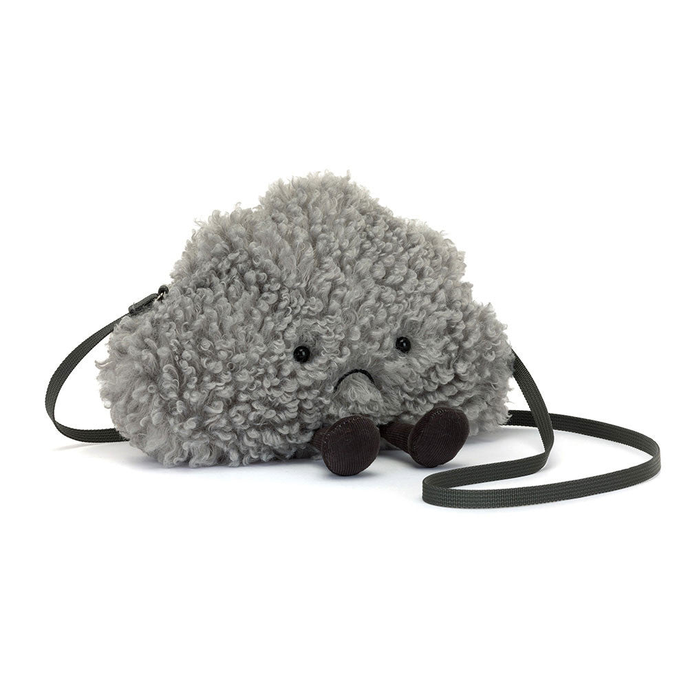 Jellycat Amuseables Cirrus Storm Cloud Shoulder Bag plush cloud crossbody bag soft gray stuffed cloud purse whimsical kids shoulder bag cute Jellycat Amuseables accessory