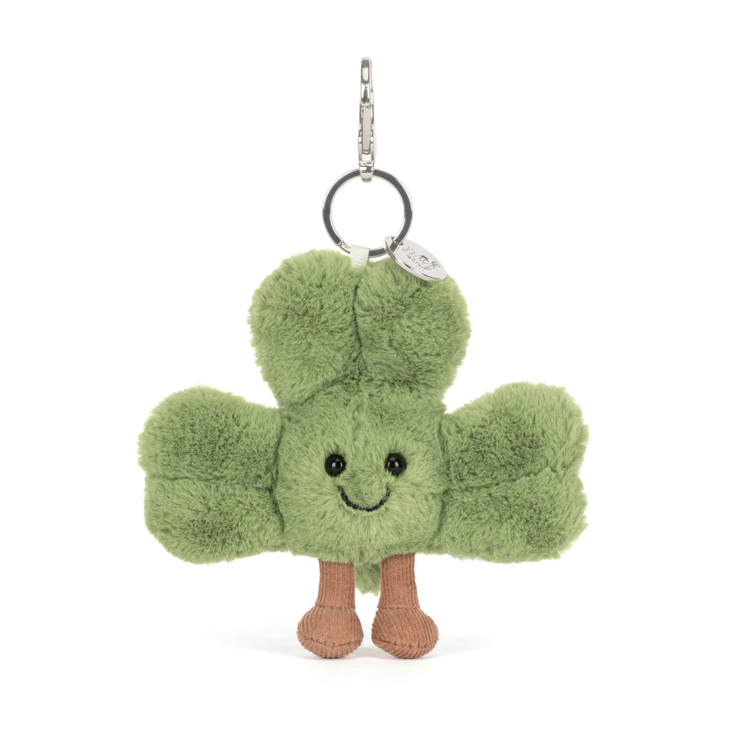 Jellycat Amuseables Siofra Shamrock Bag Charm plush stuffed animal, soft cuddly toy for babies and kids, luxury plush toy, giftable stuffed animal, nursery decor plush, high-quality Jellycat soft toy