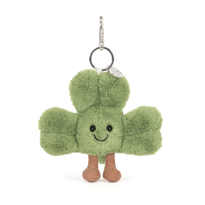 Jellycat Amuseables Siofra Shamrock Bag Charm plush stuffed animal, soft cuddly toy for babies and kids, luxury plush toy, giftable stuffed animal, nursery decor plush, high-quality Jellycat soft toy