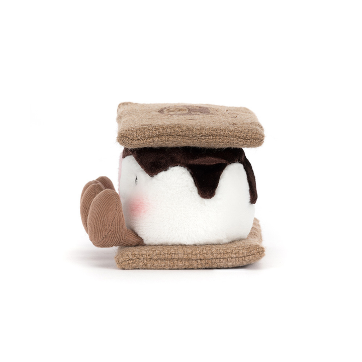 Jellycat Amuseables S'mores plush stuffed animal toy, soft campfire s'mores stuffed toy, best children's toy - close-up detail