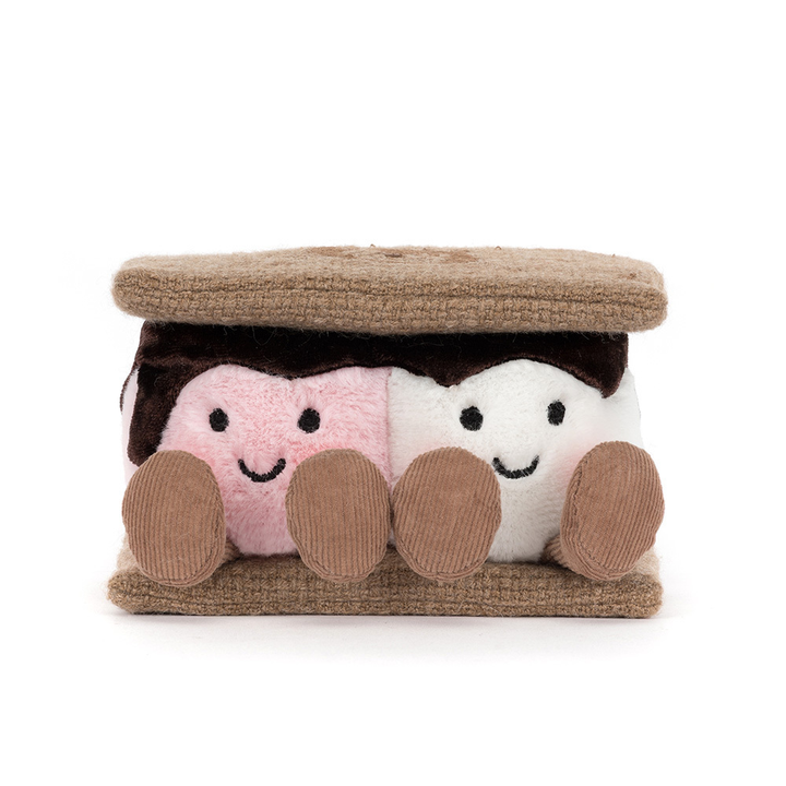 Jellycat Amuseables S'mores plush stuffed animal toy, soft campfire s'mores stuffed toy, best children's toy - side view