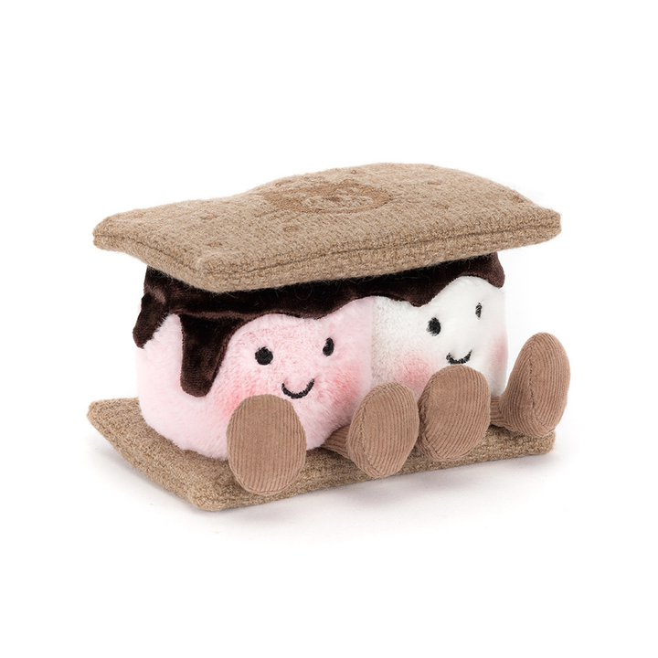 Jellycat Amuseables S'mores plush stuffed animal toy, soft campfire s'mores stuffed toy, best children's toy - front view