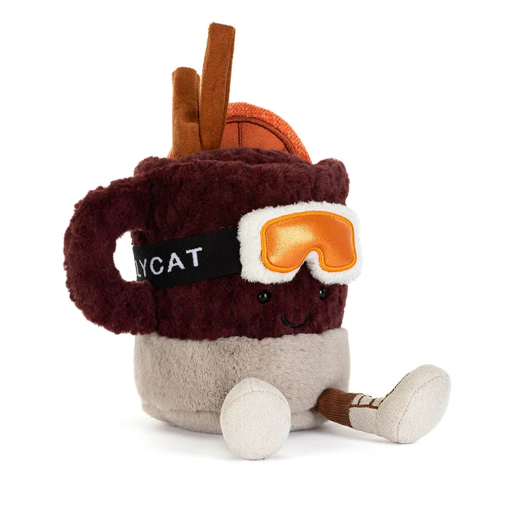 Angled shot of Mullover Spiced Drink, Jellycat's cozy mulled wine Amuseables Christmas plush