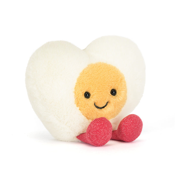 Jellycat Amuseables Heart Boiled Egg plush stuffed animal, soft cuddly toy for babies and kids, luxury plush toy, giftable stuffed animal, nursery decor plush, high-quality Jellycat soft toy