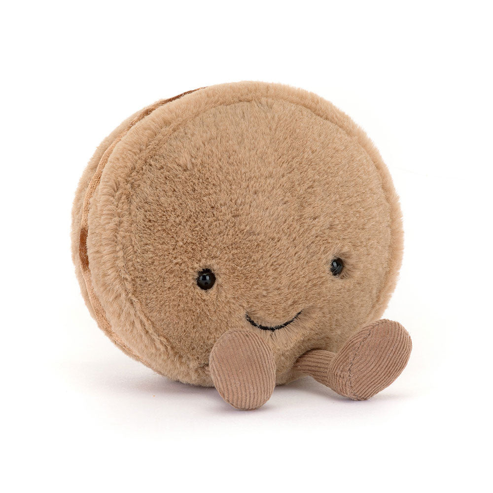 Jellycat Amuseables Mona Macaron (Chocolate) plush toy, front view