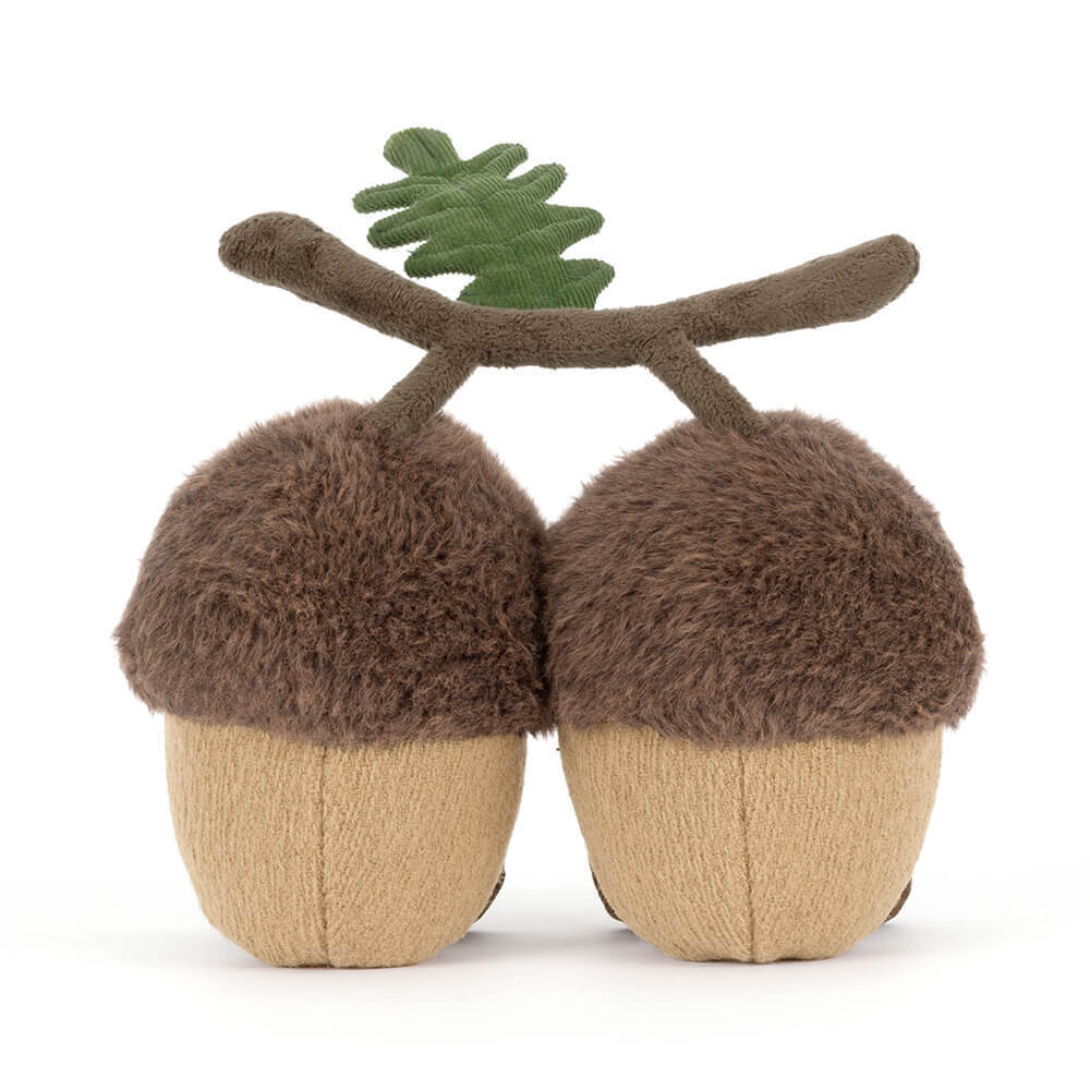 Jellycat Amuseables Ort & Tum Acorns plush stuffed animal toy, soft acorn duo stuffed toy, best children's toy - back view