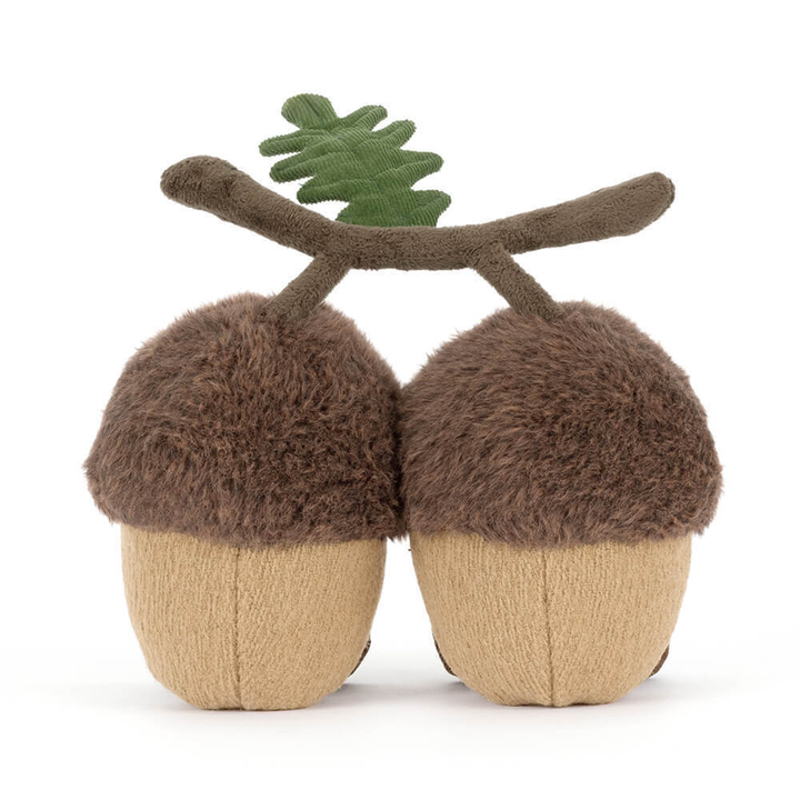 Jellycat Amuseables Ort & Tum Acorns plush stuffed animal toy, soft acorn duo stuffed toy, best children's toy - back view
