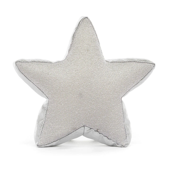 Rear view of Jellycat Amuseables Silver Star showing its corduroy boots and shimmering fur