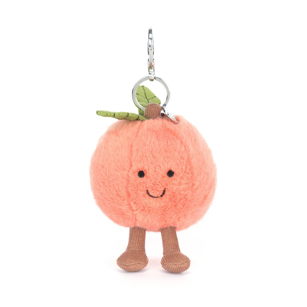 Jellycat Amuseables Peach Bag Charm nursery cuddle buddy, playroom favorite; storybook-inspired bunny charm