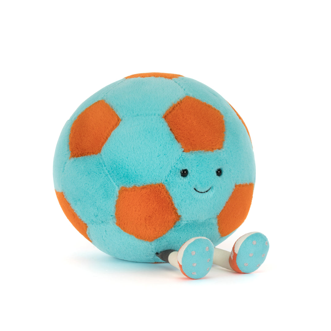 Jellycat Amuseables Jellycat Football AS2FB -- smiling blue and orange soccer ball plush stuffed animal, soft toy gift for sports fans and Jellycat collectors 2026