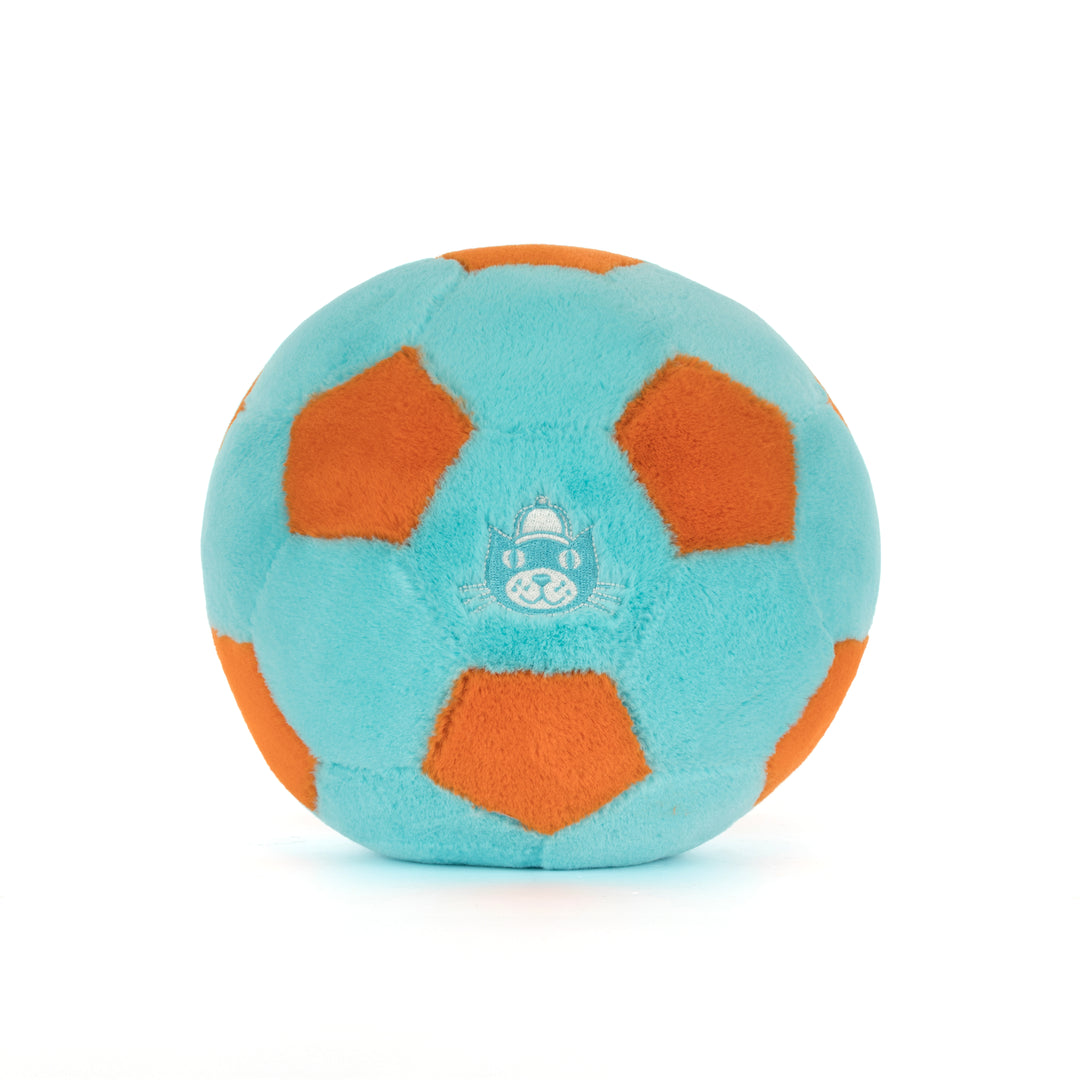 Jellycat Amuseables Jellycat Football side view -- soft polyester football plush 10.6in, PE bean filling, squishy sports gift for Jellycat fans and soccer lovers