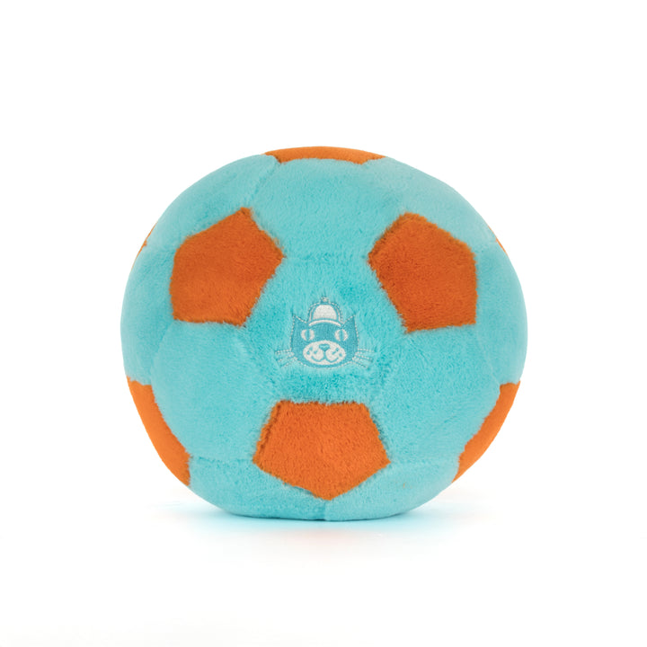 Jellycat Amuseables Jellycat Football side view -- soft polyester football plush 10.6in, PE bean filling, squishy sports gift for Jellycat fans and soccer lovers