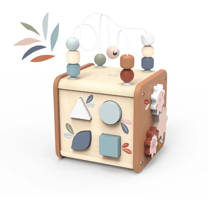 Speedy Monkey wooden activity cube for toddlers