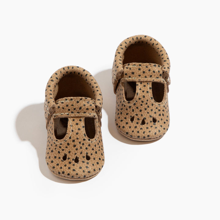 Freshly Picked Almond Speckles Mary Jane baby shoes, soft sole strap flats