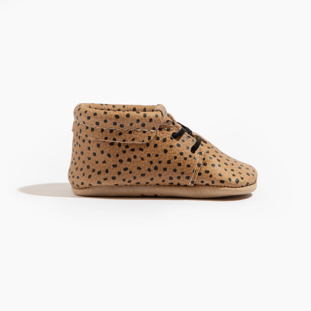 Freshly Picked Almond Speckles Oxford baby shoe side profile, soft sole for crawlers