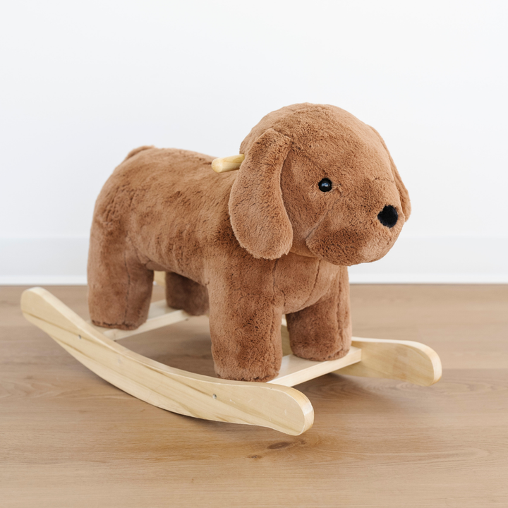 Featuring a sweet Puppy silhouette, this Saranoni Stuffed Animal Rockers piece turns into the perfect toddler rocker for calm, cozy nursery time.