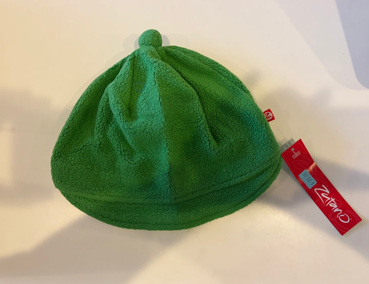 Zutano Cozie Fleece Newsboy Cap in Apple green, a warm sherpa style hat for little boys shown with its original tag