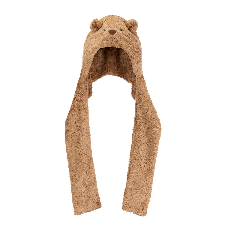 Bartholomew Bear Bundlesnug by Jellycat, detail of embroidered bear face