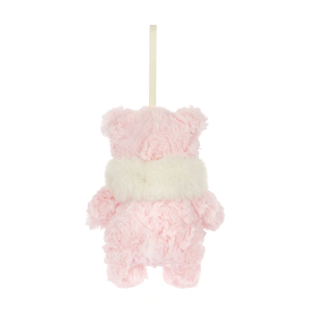 Jellycat Leola Bear Winter Warmer Decoration, Christmas decoration shown from another angle