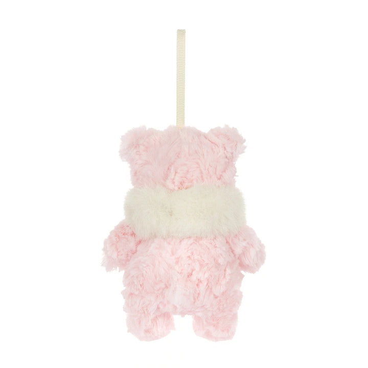 Jellycat Leola Bear Winter Warmer Decoration, Christmas decoration shown from another angle
