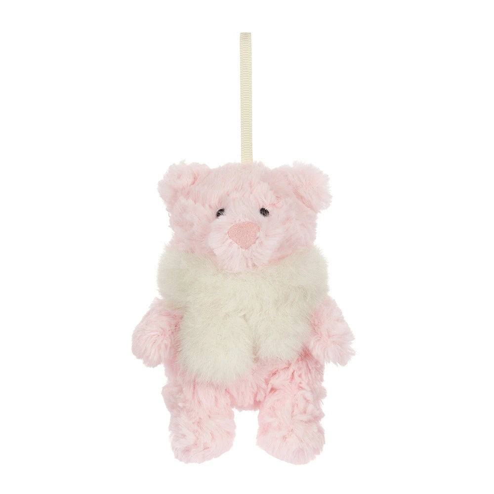 Holiday Christmas decoration: Jellycat Leola Bear Winter Warmer Decoration, a Jellycat Christmas favorite