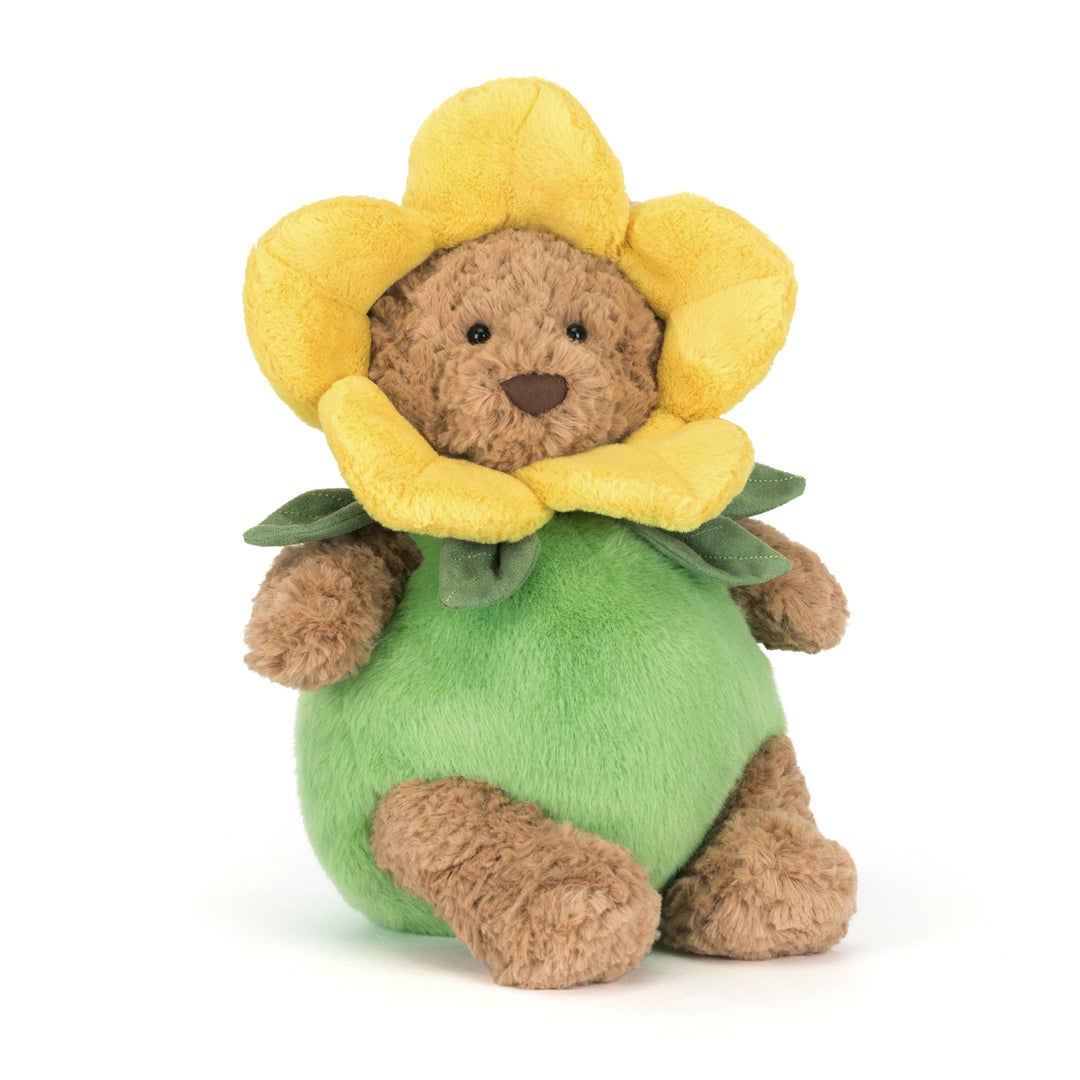 Jellycat Bartholomew Bear Daffodil plush stuffed animal, soft cuddly toy for babies and kids, luxury plush toy, giftable stuffed animal, nursery decor plush, high-quality Jellycat soft toy