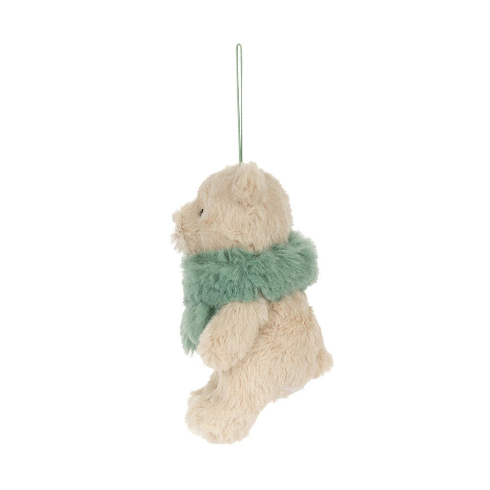 Bartholomew Bear Jr. Winter Warmer Decoration by Jellycat, a cozy holiday Christmas decoration gift