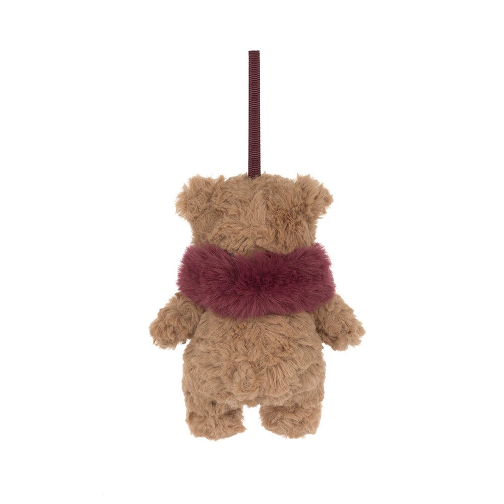 Jellycat Bartholomew Bear Winter Warmer Decoration, Christmas decoration shown from another angle