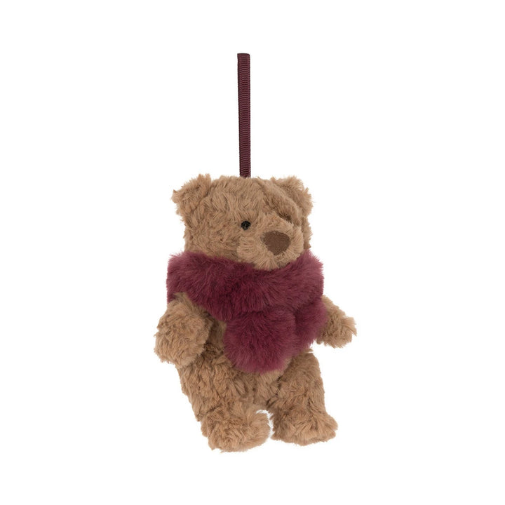 Jellycat Bartholomew Bear Winter Warmer Decoration, a soft Christmas decoration from the Jellycat winter collection