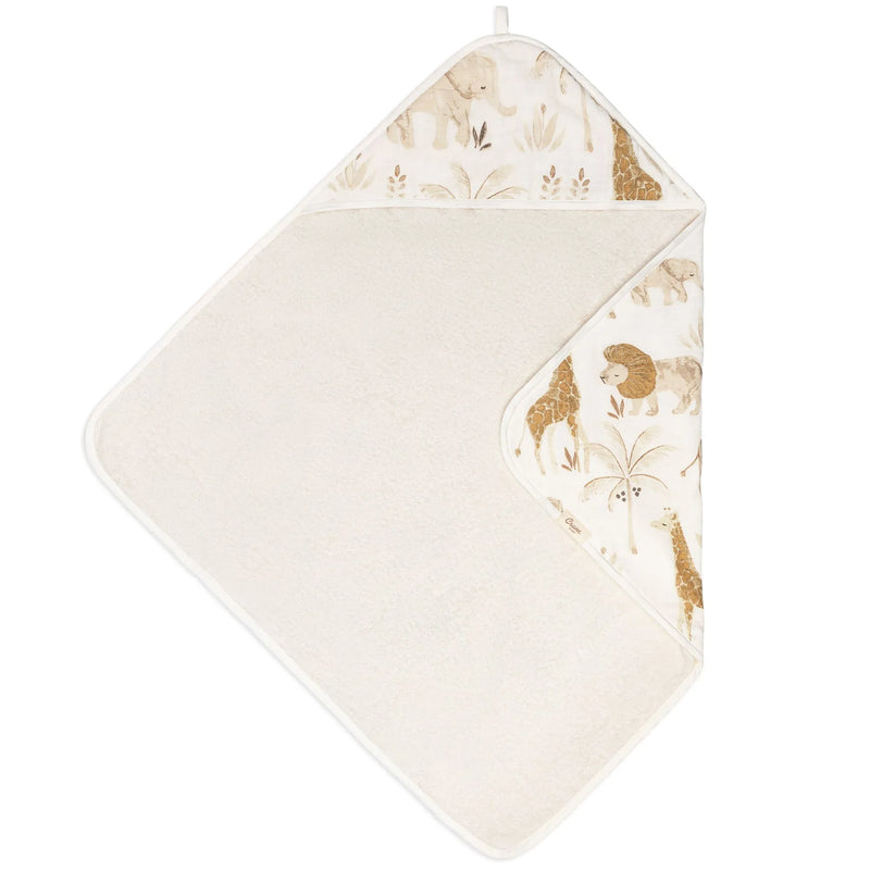 Soft and cozy Crane Baby Kendi Hooded Towel, a gentle baby hooded towel perfect for bath time and snuggles.