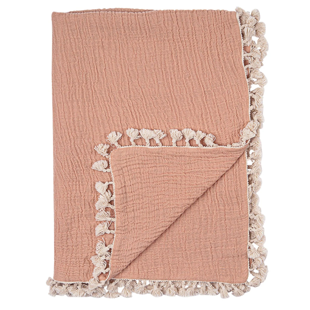 Crane Baby 6 Layer Muslin Blanket in Copper combines softness and warmth, a versatile baby blanket for cozy naps or stroller rides.