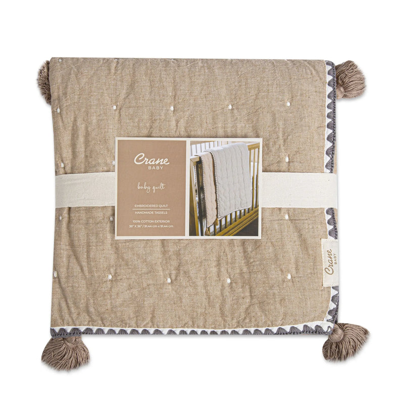 Crane Baby Ezra Copper Quilted Blanket, cozy and lightweight baby blankets that grow with your newborn or toddler.