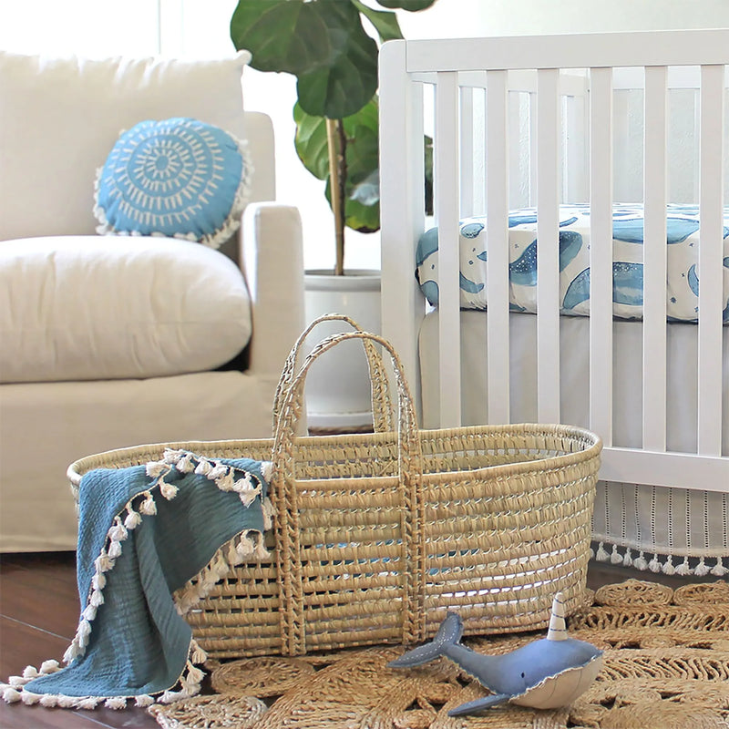 Crane Baby 6 Layer Muslin Blanket in Riverstone provides cozy comfort, a perfect infant muslin blankets option for newborns.