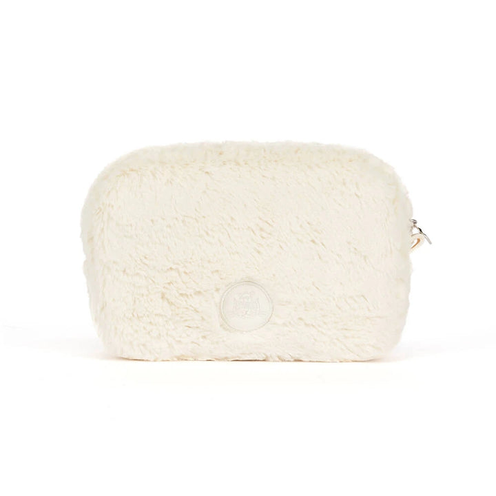 Jellycat Rufferty Puppy Pouch, plush purse with Rufferty's signature black and cream fur
