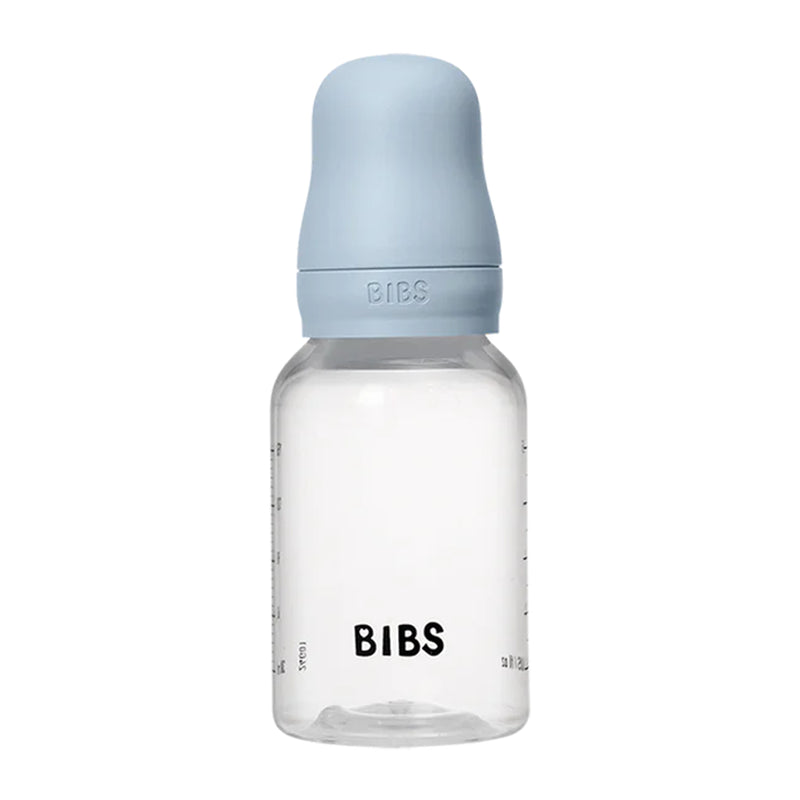 BIBS Baby Blue 150ml silicone bibs baby bottle designed for smooth feeding.