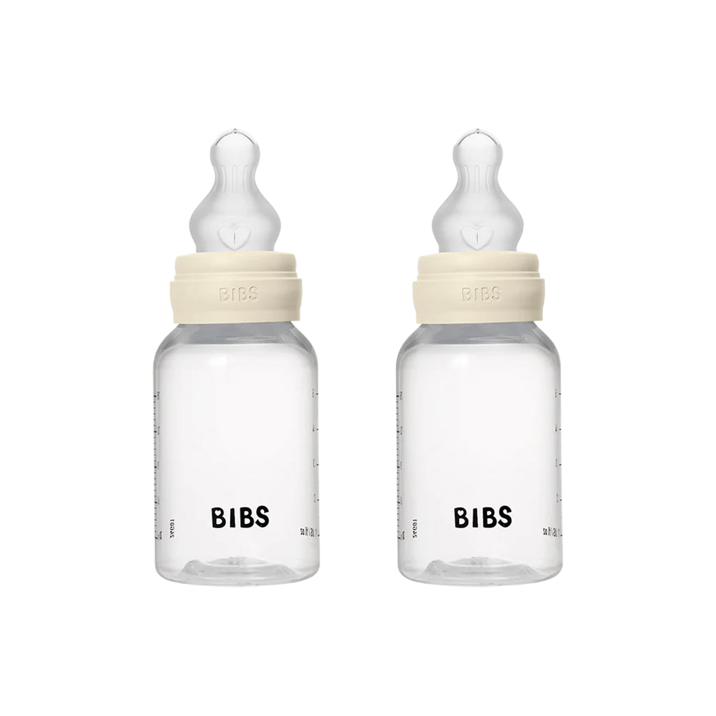 BIBS 150ml Silicone bibs baby bottle set in ivory for gentle feeding.